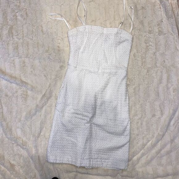 Theory white eyelet classic sleeveless tube top dress | Sz 4 - Picture 3 of 5
